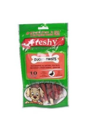 Freshy Ducky Twists Ördekli Dental Sütlü Burgu Köpek Ödülü 90 gr - 10 Çubuk