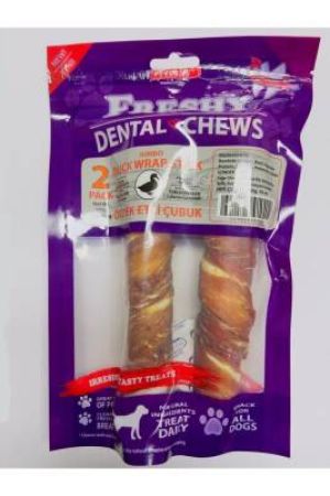 Freshy Dental Ördek Eti Kaplı Beyaz Burgu Kemik Köpek Ödülü 18 cm 2'li
