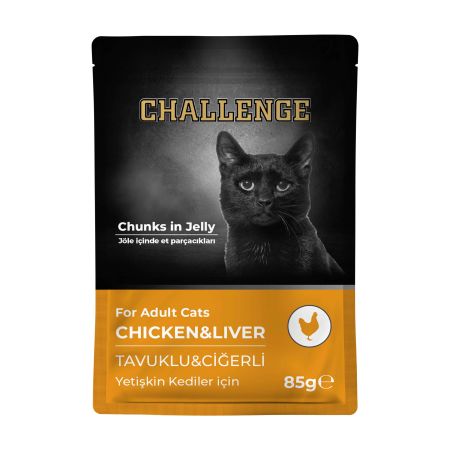 Challenge Tavuklu Ciğerli Pouch Kedi Konservesi 85 g