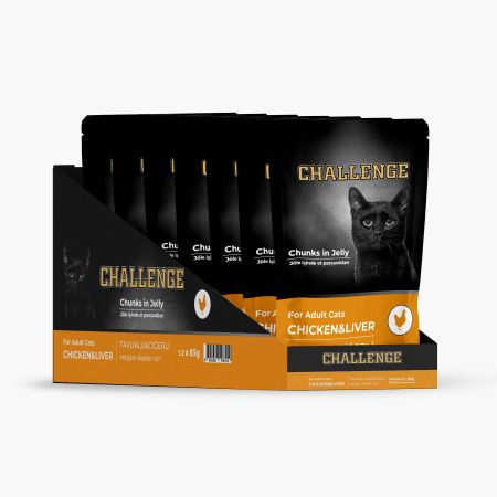 Challenge Tavuklu Ciğerli Pouch Kedi Konservesi 85 g (12 Adet)