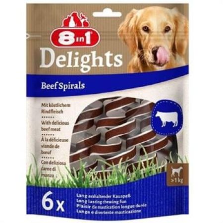 8in1 Delights Beef Spirals Biftekli Burgu Köpek Ödülü 6'lı