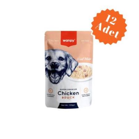 Wanpy Pouch Tavuk ve Ördekli Yetişkin Köpek Konservesi 100 Gr x 12 Adet