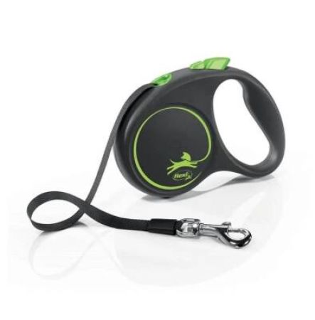 Flexi Black Design Yeşil 5 mt Şerit Otomatik Tasma Small