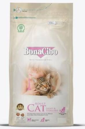 BonaCibo Light Sterilised Tavuklu  Kısırlaştırılmış Kediler için Yetişkin Kedi Maması 15 kg