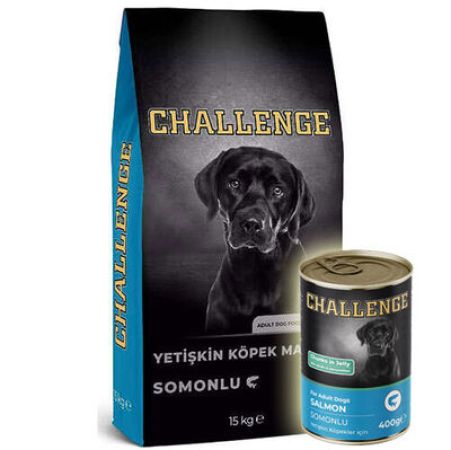 Challenge Somonlu Yetişkin Köpek Maması 15 Kg + 5 Adet 400 Gr Challenge Somon Konserve