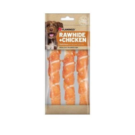 Flamingo Rhide Tavuk eti Sargılı Burgu 17 cm 3'lü Köpek Ödül Maması 155 Gr