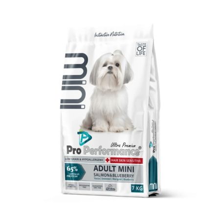 Pro Performance Hipoalerjenik Somonlu ve Yaban Mersinli Uzun Tüylü Küçük Irk Yetişkin Köpek Maması 7 Kg