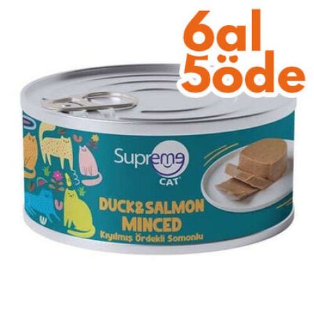 Supreme Ördek ve Somonlu Kıyılmış Kedi Yaş Maması 85 Gr - 6 Al 5 Öde