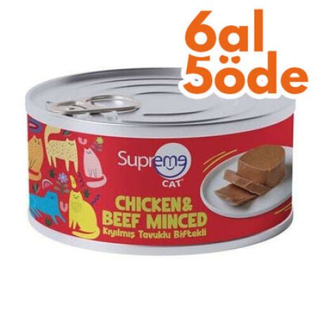 Supreme Tavuk Etli ve Biftekli Kıyılmış Kedi Yaş Maması 85 Gr - 6 Al 5 Öde