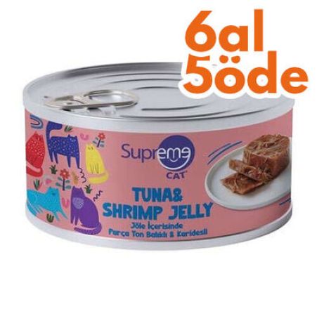 Supreme Ton Balıklı ve Karidesli Parça Etli Kedi Yaş Maması 85 Gr - 6 Al 5 Öde