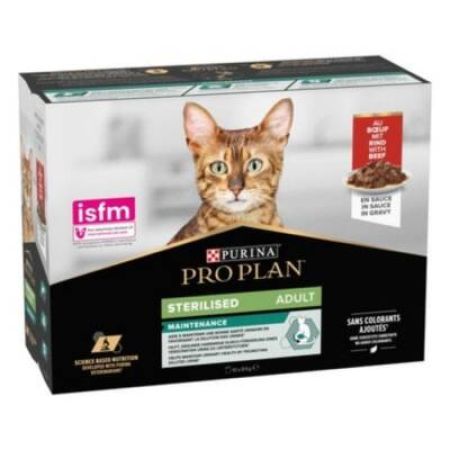 Pro Plan Pouch Sos İçinde Sığır Etli Kısırlaştırılmış Yetişkin Kedi Konservesi 85 Gr x 10 Adet