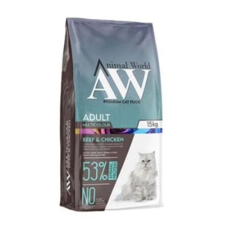 Animal World Multicolour Biftek ve Tavuklu Yetişkin Kedi Maması 15 Kg