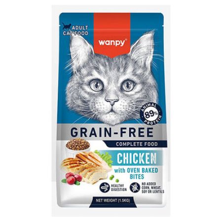 Wanpy with Oven Baked Bites Tahılsız Tavuklu Yetişkin Kedi Kuru Maması 1,5 Kg