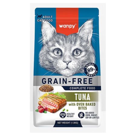 Wanpy with Oven Baked Bites Tahılsız Ton Balıklı Yetişkin Kedi Kuru Maması 1,5 Kg