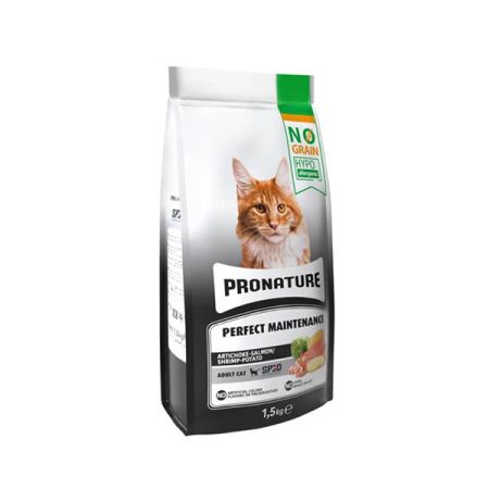 Pronature Tahılsız Yetişkin Kuru Kedi Maması (Perfect Maintenance) Karidesli Somonlu & Patatesli ve Enginarlı 1,5KG