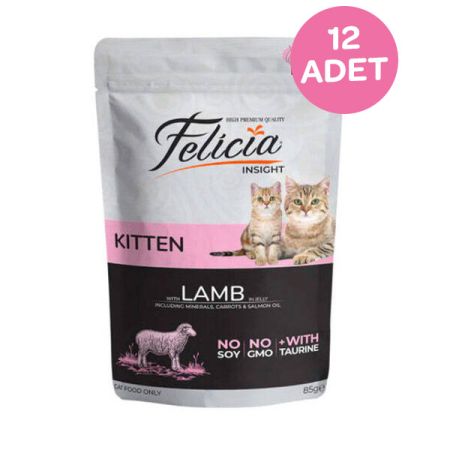 Felicia Tahılsız Yavru Kuzu Etli Yaş Kedi Maması 85 Gr x 12 Adet
