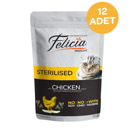 Felicia Tahılsız Sterilised Tavuklu Yaş Kedi Maması 85 Gr x 12 Adet