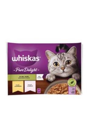 Whiskas Pouch Pure Delight Jöle İçinde Tavuklu ve Somonlu Yetişkin Kedi Konservesi 85 gr 4'lü