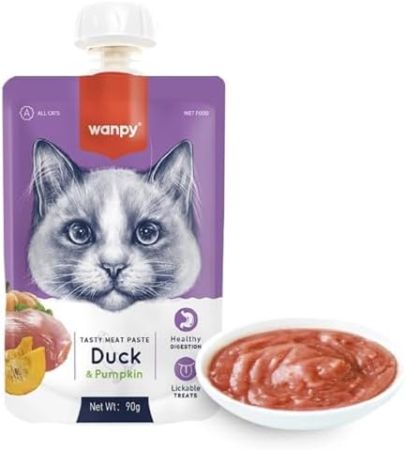 Wanpy Taze Ördekli ve Bal Kabaklı Ezme Kedi Ödül Maması 90 gr