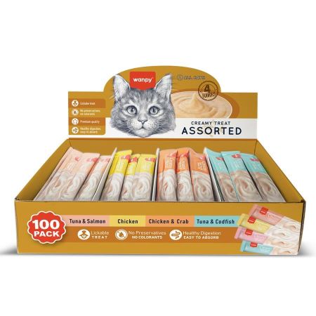 Wanpy Creamy 4 Lezzetli Karışık Krema Kedi Ödülü 100 Adet (14 g)