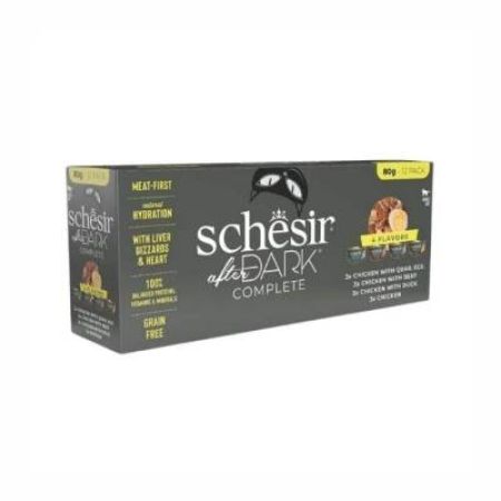 Schesir After Dark Et Suyunda Karışık Lezzetler Yetişkin Kedi Konservesi 80 Gr x 12 Adet