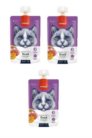Wanpy Taze Ördekli & Balkabaklı Kedi Et Ezmesi 90 Gr. X 3 Adet