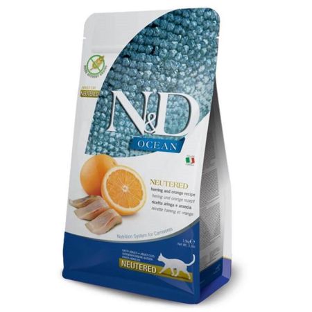 N&D Ocean Ringa Balıklı ve Portakallı Tahılsız Kısırlaştırılmış Kedi Maması 10 kg