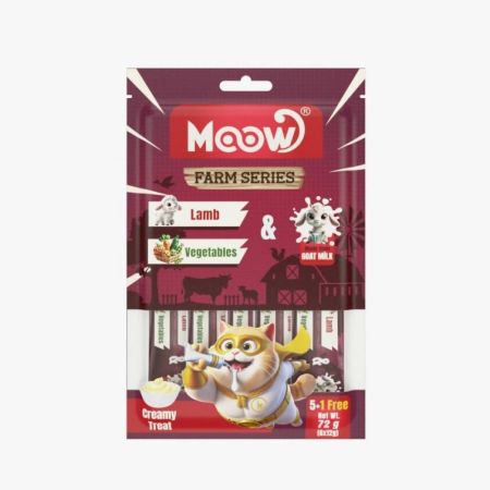 Moow Kuzu Etli, Sebzeli ve Keçi Sütlü Krema Kedi Ödül Maması 6 x 12 gr