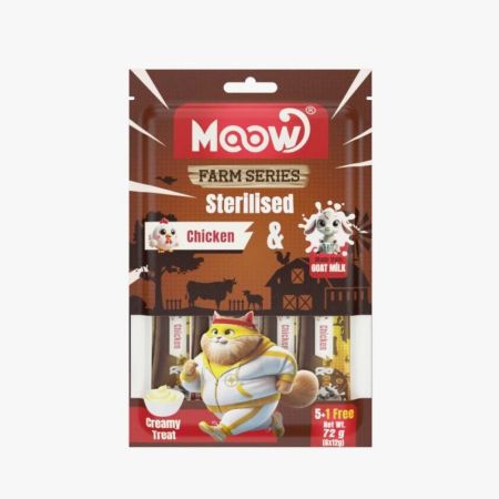 Moow Tavuklu ve Keçi Sütlü Kısırlaştırılmış Kedi Krema Ödül Maması 6 x 12 gr