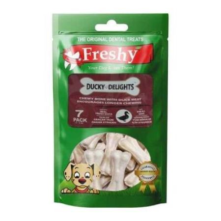 Freshy Ördek Etiyle Kaplanmış Doğal Dana Derisinden Çiğneme Kemiği 105 gr