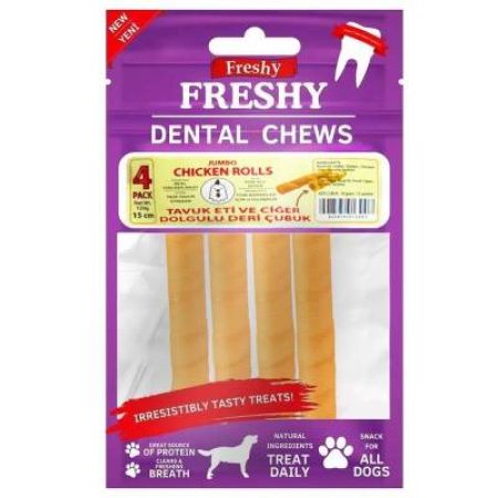 Freshy Tavuk Eti Ve Ciğer Dolgulu Deri Çubuk 4 Adet 120 Gr
