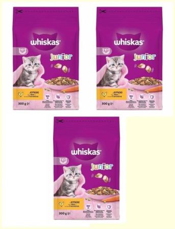 Whiskas Tavuklu Yavru Kuru Kedi Maması 300 gr (3 Adet)