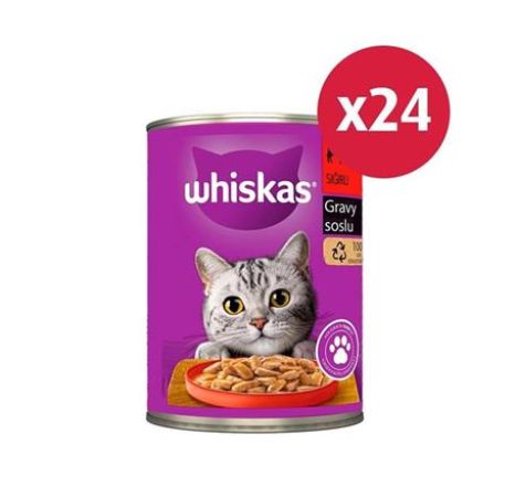 Whiskas Konserve Sığırlı Kedi Mama 24 X 400 gr