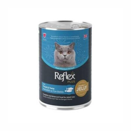 Reflex Plus Jöle İçinde Et Parçacıklı Alabalıklı ve Ton Balıklı Yetişkin Kedi Konservesi 400 Gr