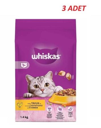 Whiskas Yetişkin Tavuklu Kedi Maması 1.4 Kg*3 Adet