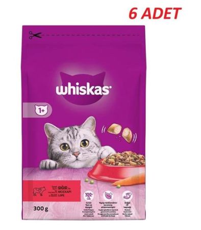 Whiskas Biftekli Havuçlu Kuru Kedi Maması 300 Gr*6 Adet