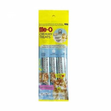 Me-O Creamy Tavuklu, Ciğerli ve Keçi Sütlü Yavru Kedi Ödülü 4x15 Gr