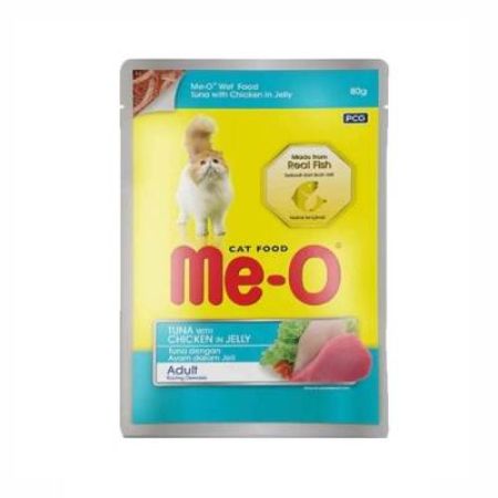 Me-O Pouch Jelly Ton Balıklı ve Tavuklu Yetişkin Kedi Konservesi 80 Gr