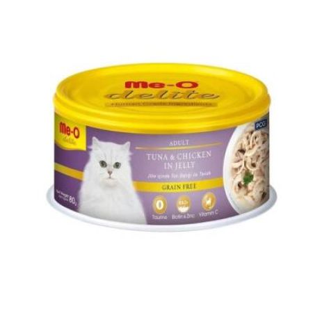 Me-O Delite Jelly Ton Balıklı ve Tavuklu Yetişkin Kedi Konservesi 80 Gr