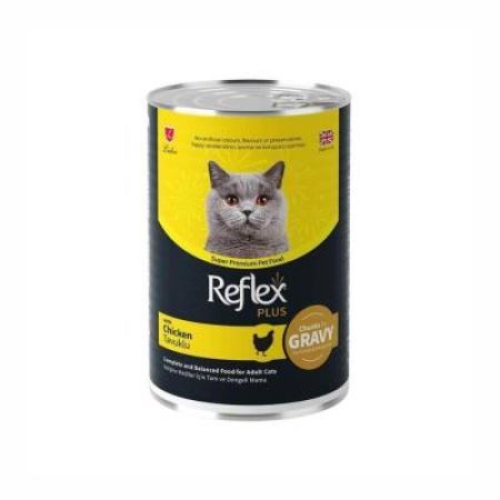Reflex Plus Sos İçinde Et Parçacıklı Tavuklu Yetişkin Kedi Konservesi 400 Gr