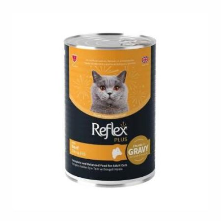 Reflex Plus Sos İçinde Et Parçacıklı Dana Etli Yetişkin Kedi Konservesi 400 Gr