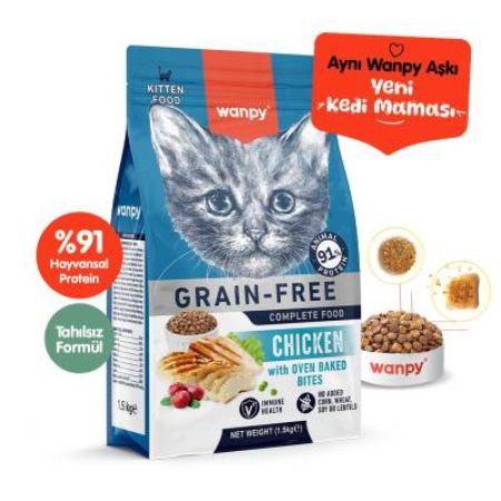 Wanpy Tahılsız Tavuklu Yavru Kedi Kuru Maması 1,5 Kg