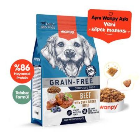 Wanpy Tahılsız Sığır Yetişkin Köpek Kuru Maması 1,5 kg