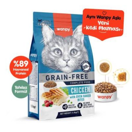 Wanpy Tahılsız Tavuklu Yetişkin Kedi Kuru Maması 1,5 Kg