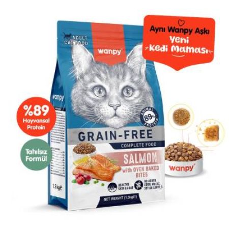 Wanpy Somon Balıklı Tahılsız Yetişkin Kedi Maması 1,5 kg