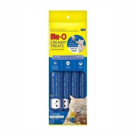 Me-O Creamy Tavuklu, Ciğerli ve Keçi Sütlü Kedi Ödülü 4x15 Gr