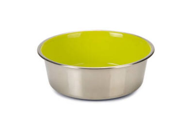 Beeztees Köpek Mama Su Kabı, Paslanmaz Çelik, İçi Sarı, 16cm, 940ml