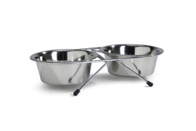 Beeztees Köpek İkili Mama Su Kabı, Paslanmaz Çelik, 13cm, 2x450ml