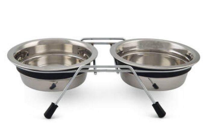 Beeztees Köpek İkili Mama ve Su Kabı, Paslanmaz Çelik, Sessiz&Kaymaz, 13cm, 2x380ml