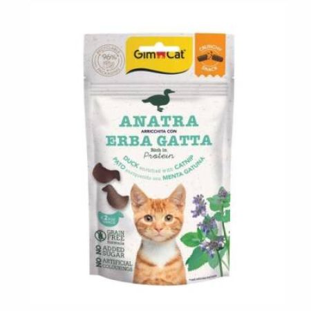 Gimcat Crunchy Ördekli ve Kedi Otlu Tahılsız Kedi Ödül Maması 50 Gr